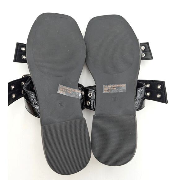 Wild Diva Lounge Belize Buckle Strap Slide Sandal Women's Black Size US10 EU41 - Picture 8 of 11